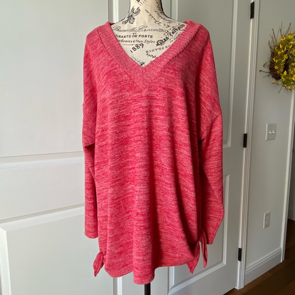 Torrid Red V-Neck Sweater with Long Sleeves and Relaxed Fit